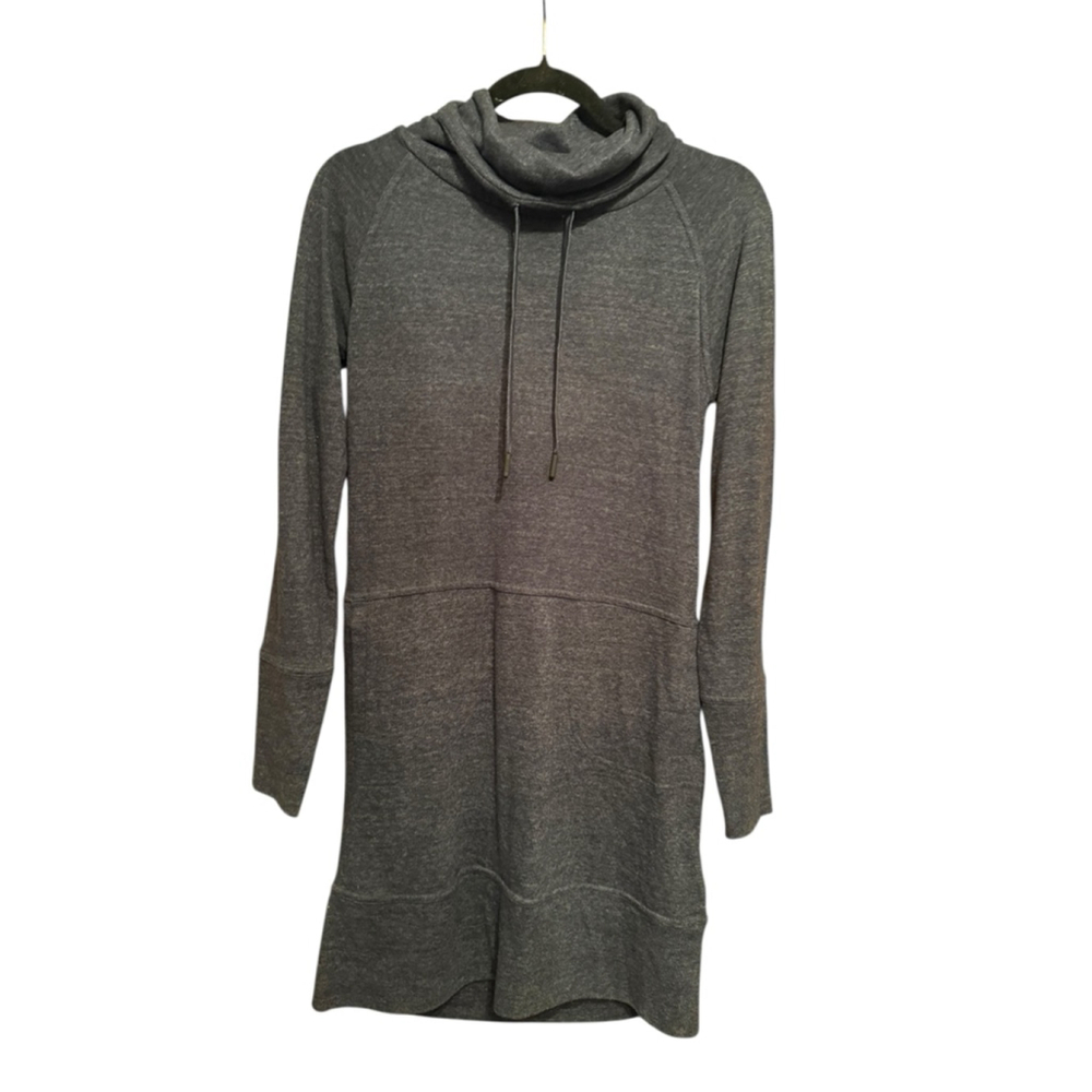 PRANA Dress Womens Ellis Sz Medium Heather Blue Cowl Neck Long Sleeve